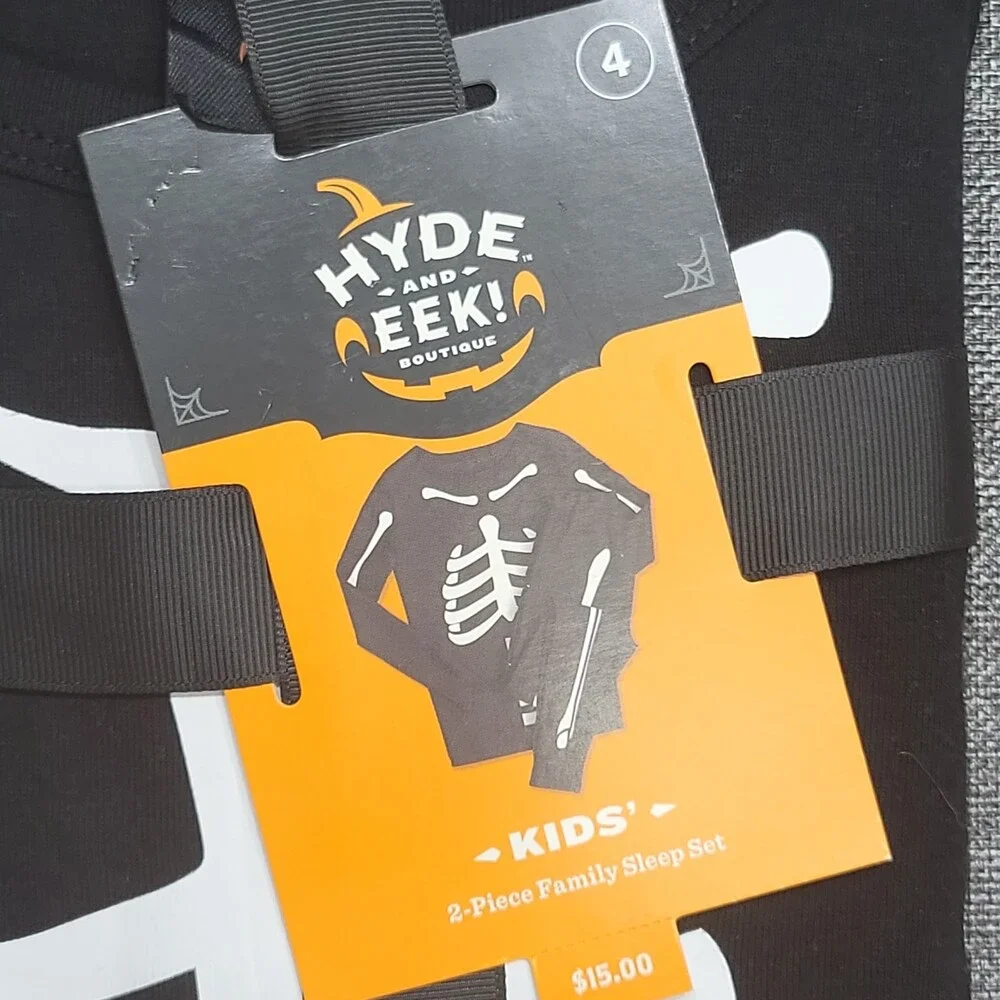 Hyde & EEK Boutique Kids Boys Girls Halloween Skeleton Pajama Set Black Size 4
